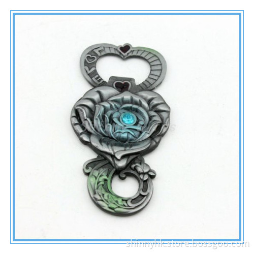 Luxurious Rose design Italy Custom Beer Metal bottle opener keychains